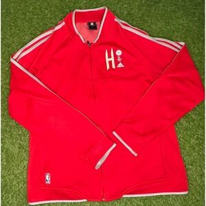 Vintage Adidas Houston Rockets NBA Jacket Red Full‎ Zip Large Warm Up